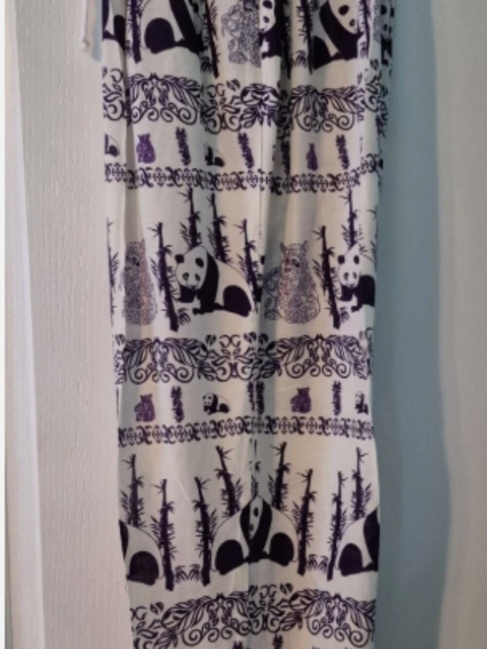 Kathmandu Imports Panda Print Harem Pants purple White Boho Joggers Women OS
